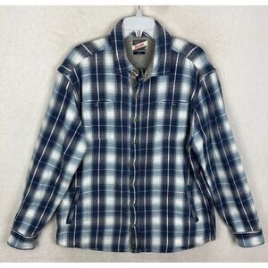 Johnnie O Shacket Flannel Button Up Shirt Mens XL Keegan Shirt Blue Plaid Pocket